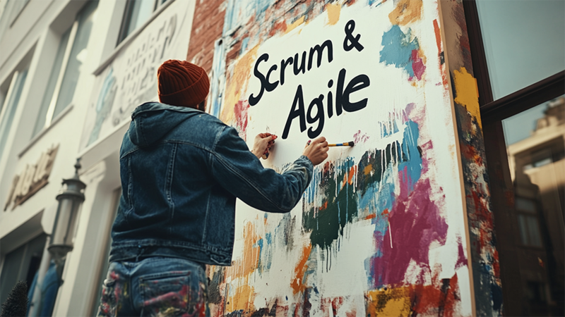 "Scrum & Agile" Graffiti on a Wall 