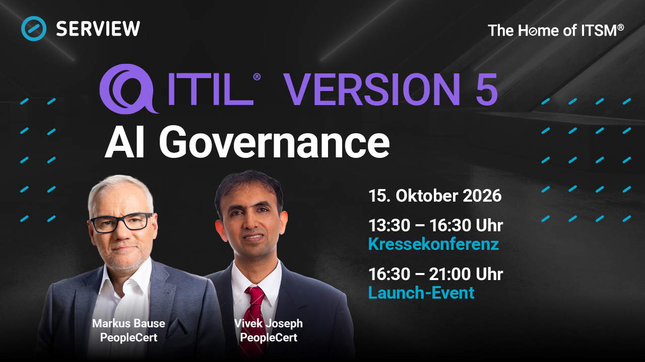 Infographic: ITIL 5 AI Governance Launch Event with Markus Bause and Vivek Joseph (PeopleCert)